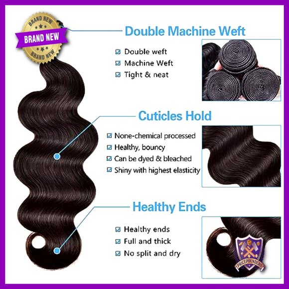 Brazilian Human Hair Extensions 3 Bundles Body Wave 22 24 26 Inch main image 6